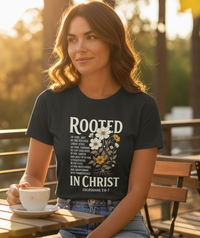 Load image into Gallery viewer, Rooted in Christ Faith-Based Women's T-Shirt